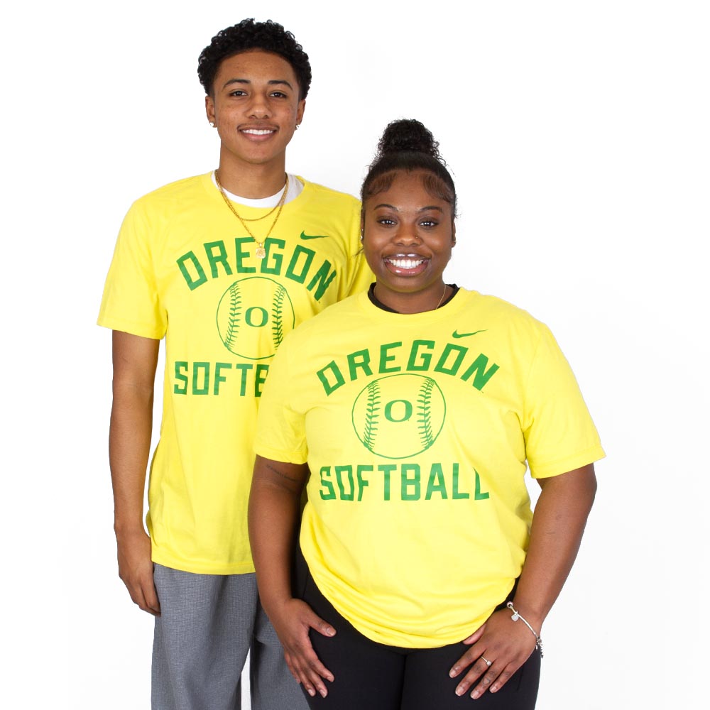 Classic Oregon O, Nike, Yellow, Crew Neck, Cotton, Women, Unisex, Softball, T-Shirt, 927126